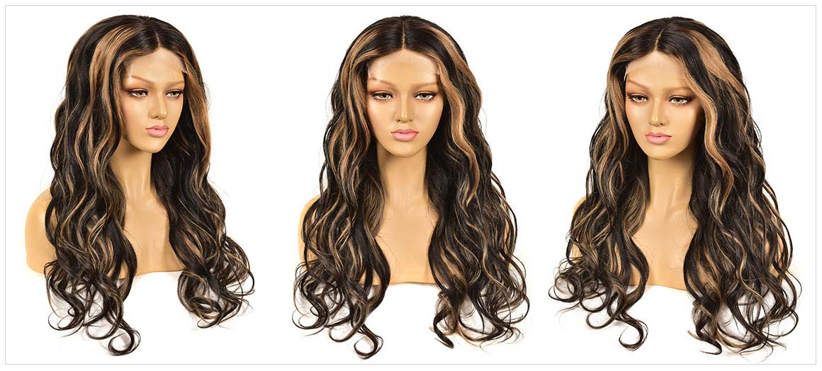black wig with blonde highlights