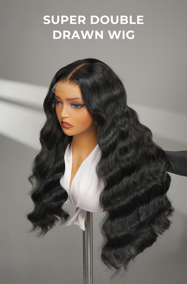super double drawn body wave wig