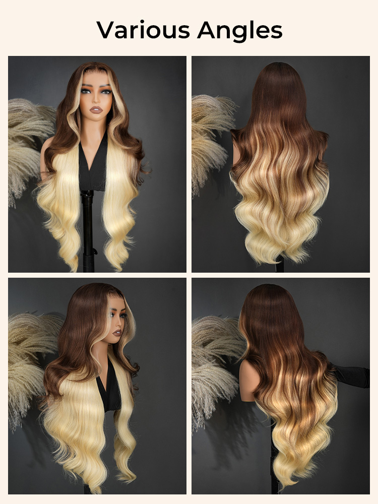 Layered Ombre Brown Blonde Wigs