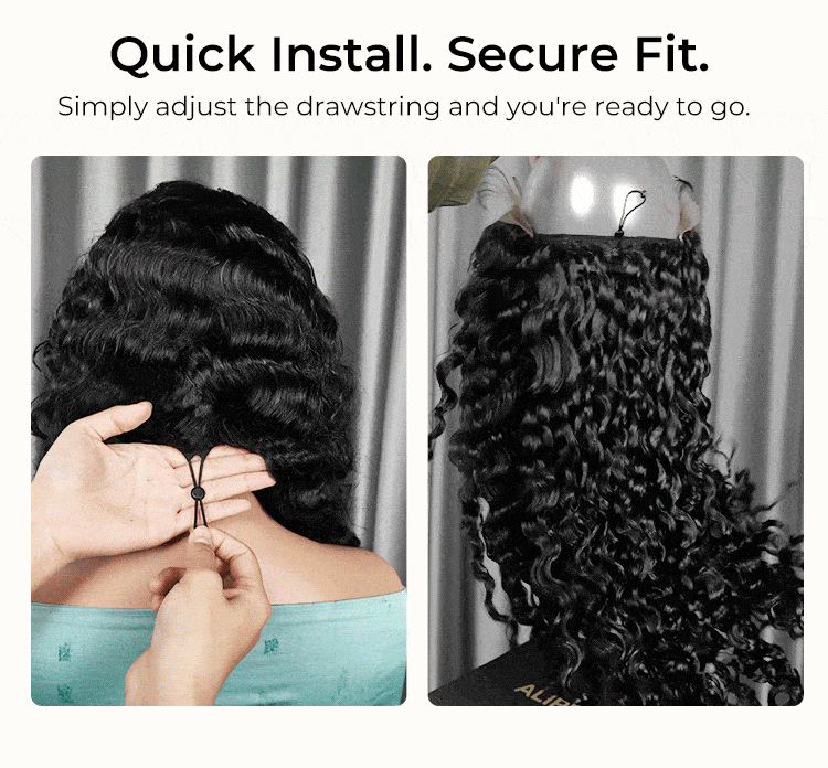 elastic drawstring wig