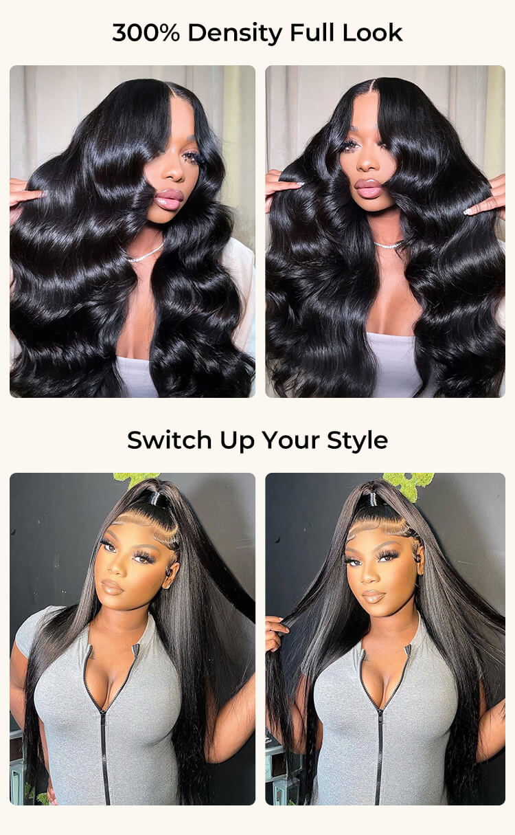 straight and body wave lace frontal wig