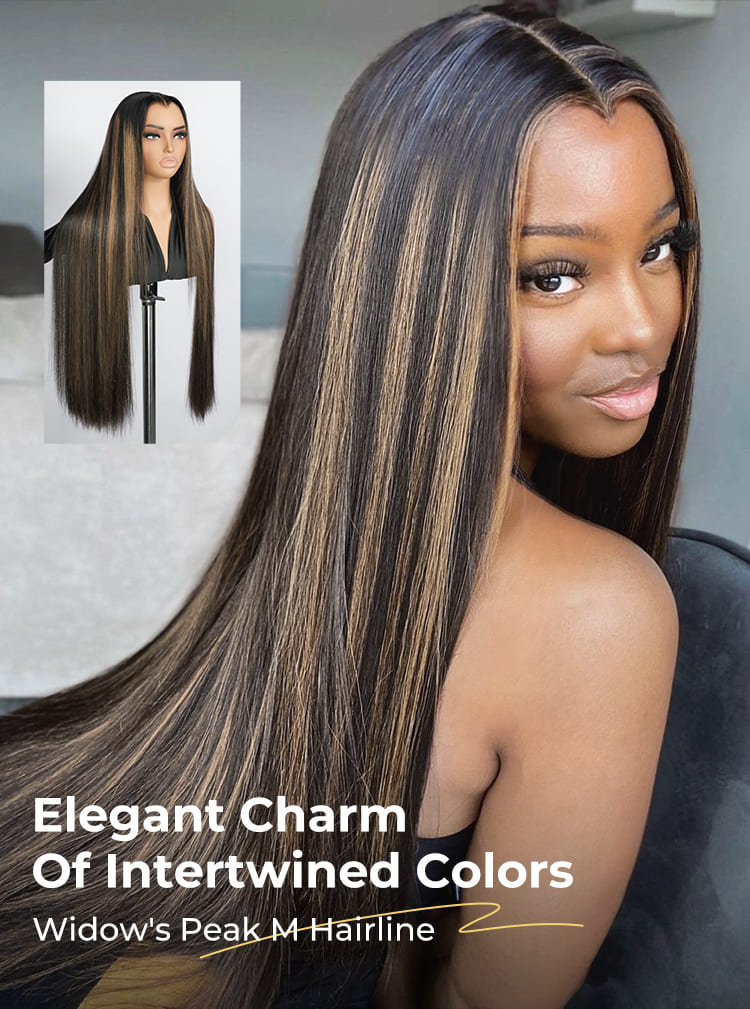 Blonde Highlight Ombre Straight Wig