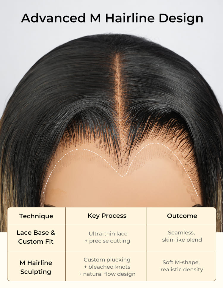 Highlight With Dark Root Straight Wig Lagos M Hairline