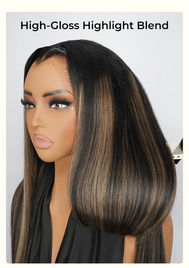 Blonde Highlight Ombre Straight Wig