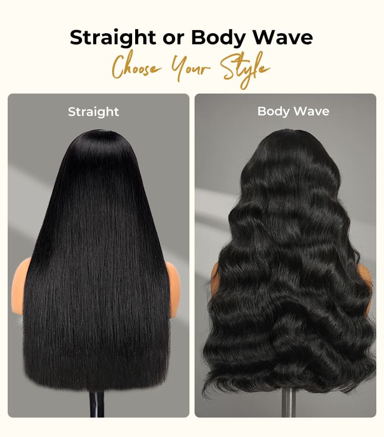 super double drawn straight and body wave wig