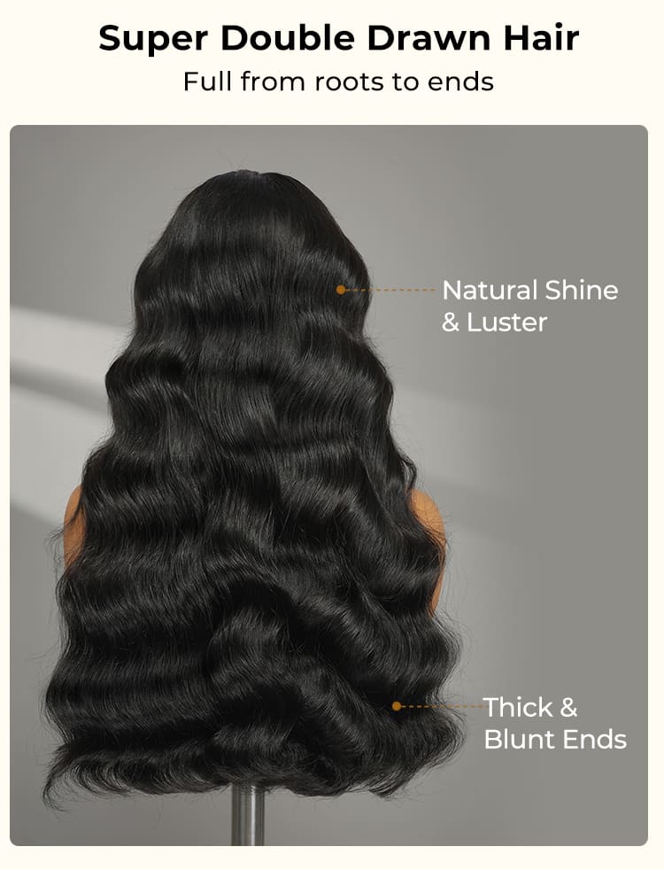 super double drawn body wave wig