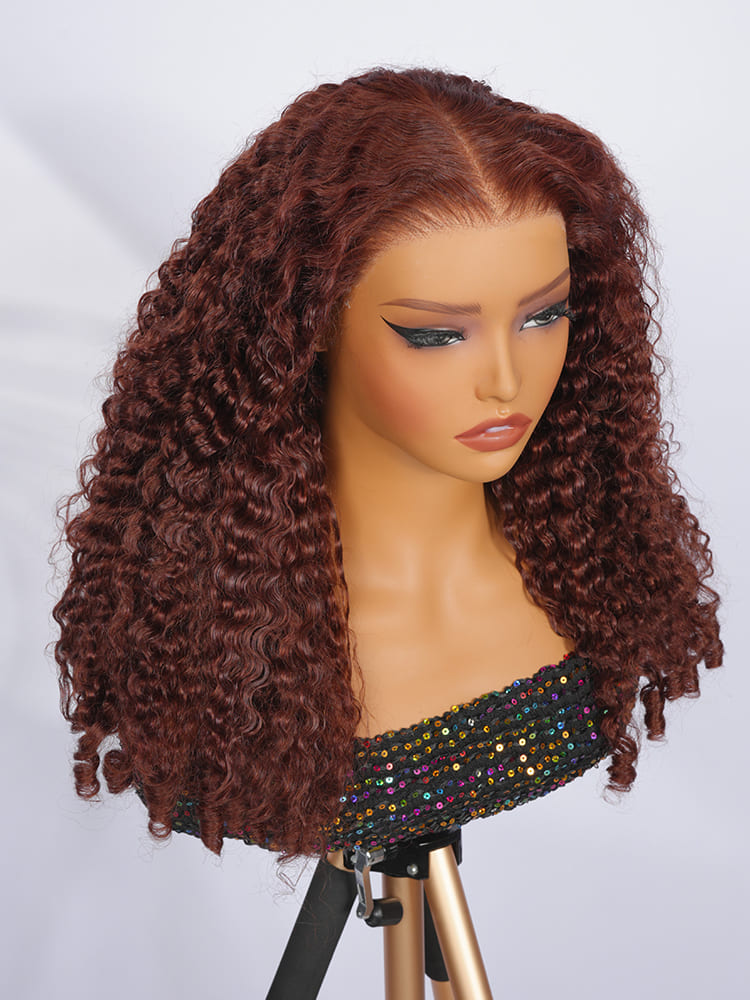 reddish brown burmese curly wig