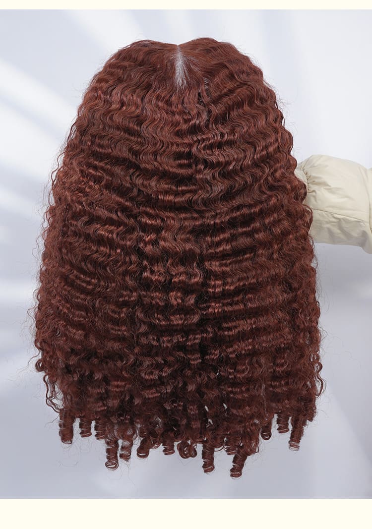 reddish brown burmese curly wig