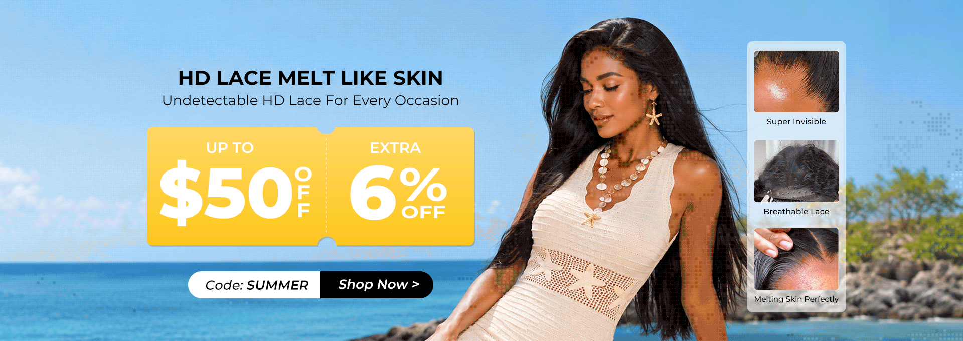 HD Lace Wig Up to $50 Off + Extra 6% Off